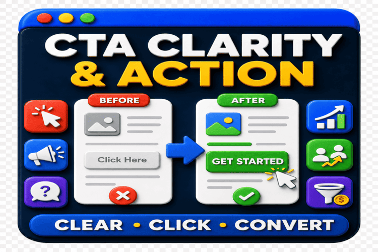 CTA Clarity and Action — action-oriented buttons and strategic placement for maximum clicks