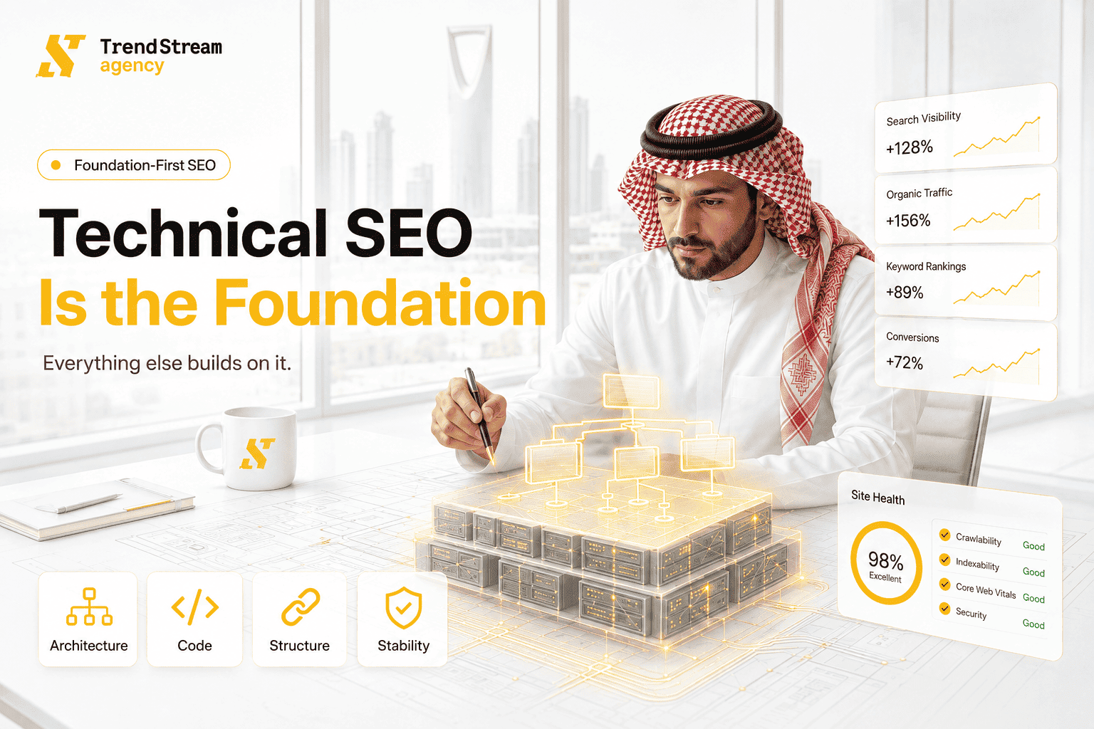 Technical SEO Foundation - Architecture Diagram and Crawl Stats