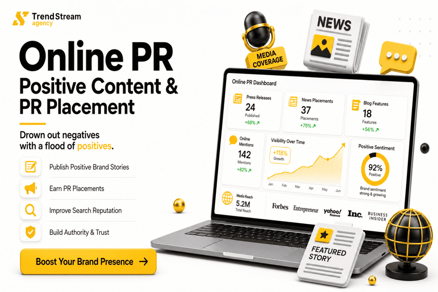 Positive Content and PR Placement