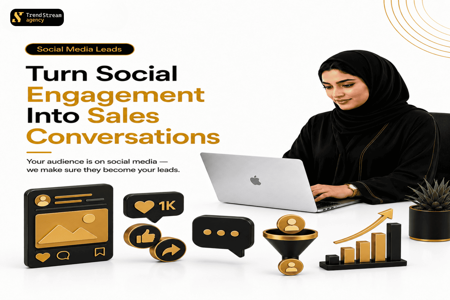 Social media lead generation with engagement and lead forms